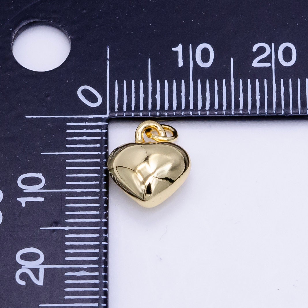 16K Gold Filled Bulgy Thick Pinkish-Gold Love Heart Charm Necklace, Heart Stamps for Personalized Necklace Pendant | X-202, X-203