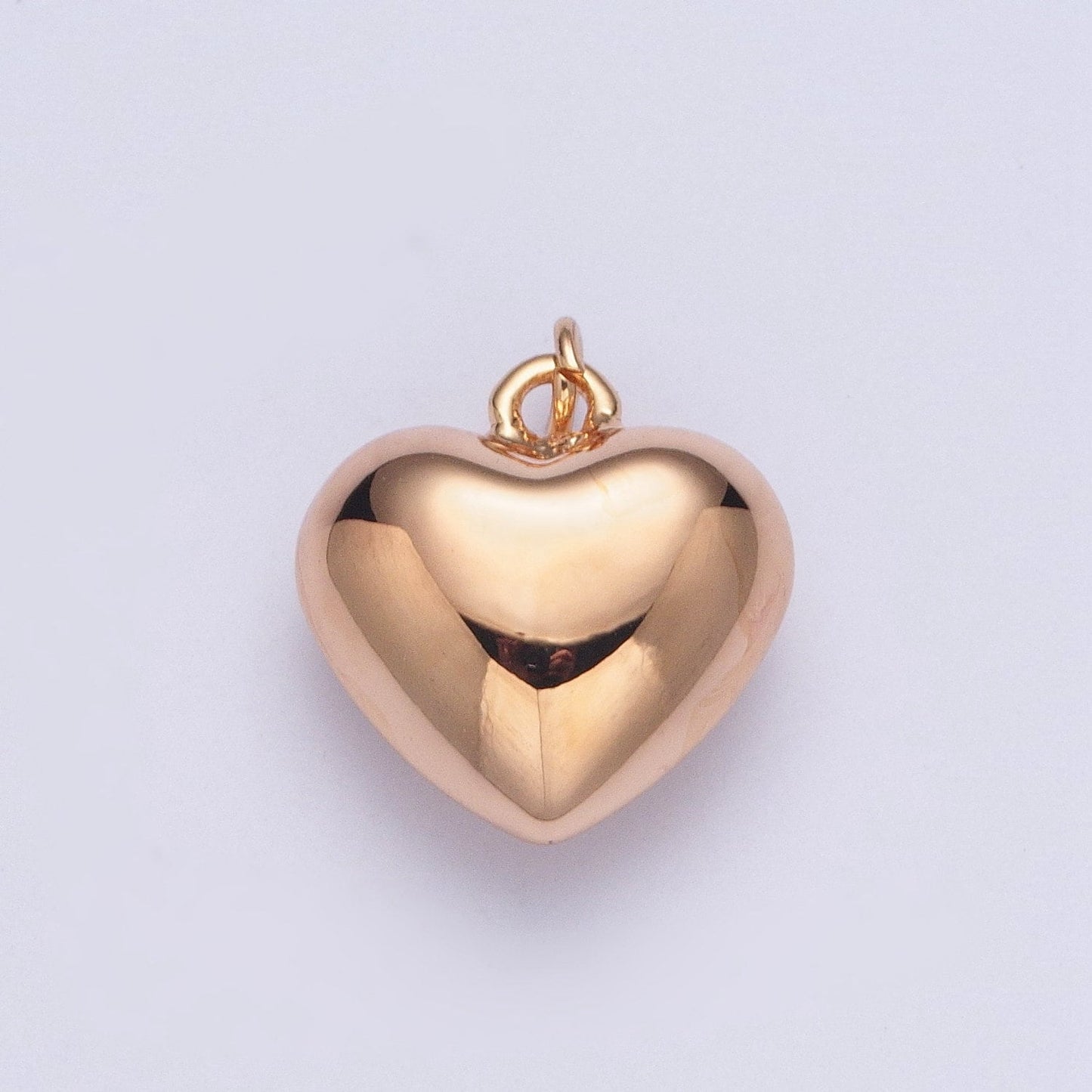 16K Gold Filled Bulgy Thick Pinkish-Gold Love Heart Charm Necklace, Heart Stamps for Personalized Necklace Pendant | X-202, X-203