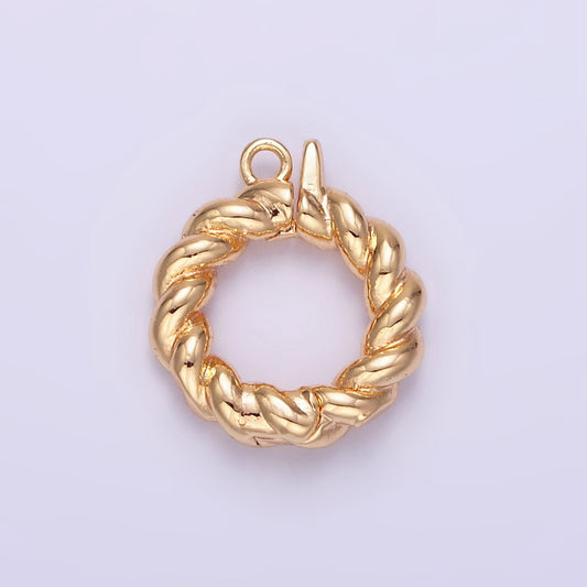 Mini Twisted Rope Texture Classic Round Gold Charm Enhancer Clasp Pendant Clasp for Bracelet Necklace Jewelry Making Z796