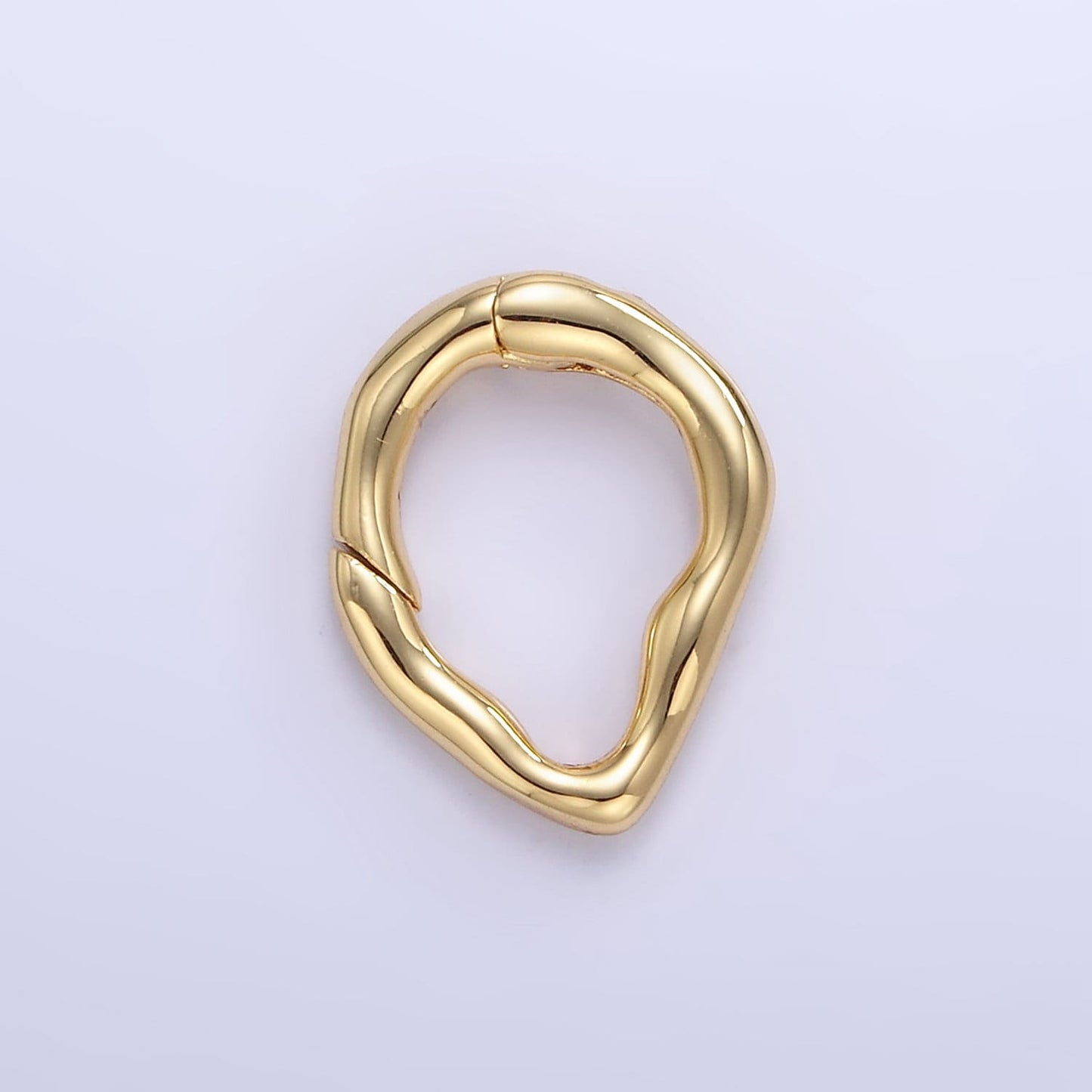 16K Gold Filled 18mm Abstract Hammered Push Spring Gate Ring for Charm Holder Findings | Z888