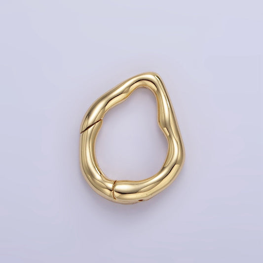 16K Gold Filled 18mm Abstract Hammered Push Spring Gate Ring for Charm Holder Findings | Z888