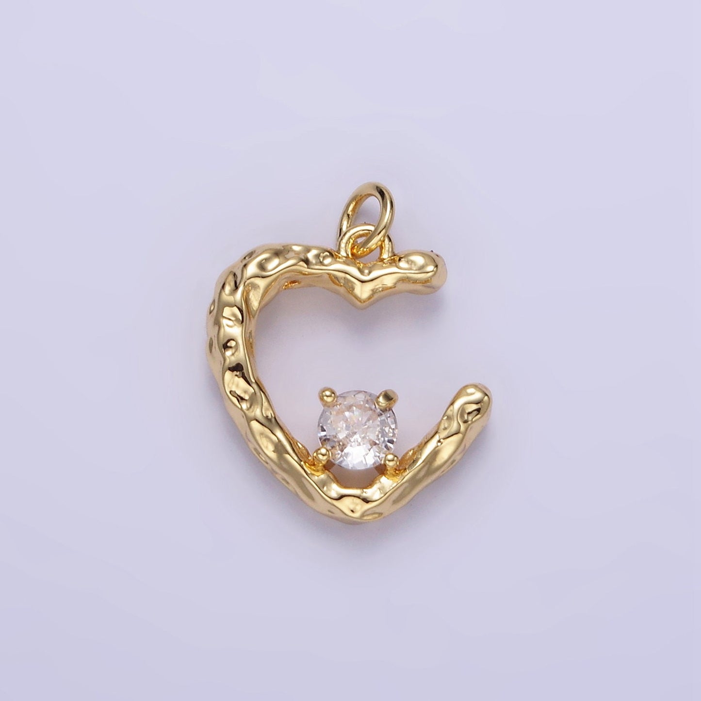 Dainty 16k Gold CZ Heart Charms Silver Cubic Bracelet Necklace Charm, Micro Pave Love Jewelry Making E387