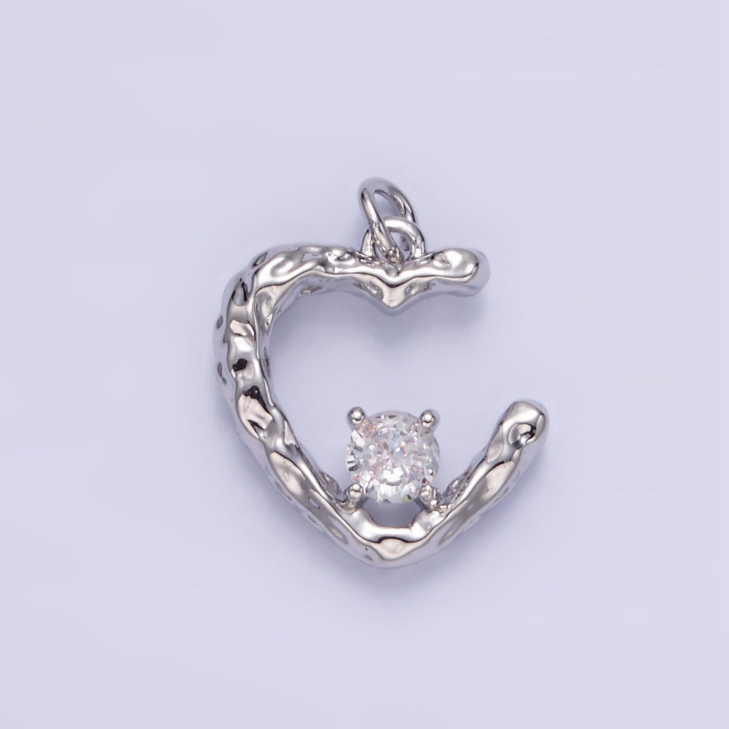 Dainty 16k Gold CZ Heart Charms Silver Cubic Bracelet Necklace Charm, Micro Pave Love Jewelry Making E387