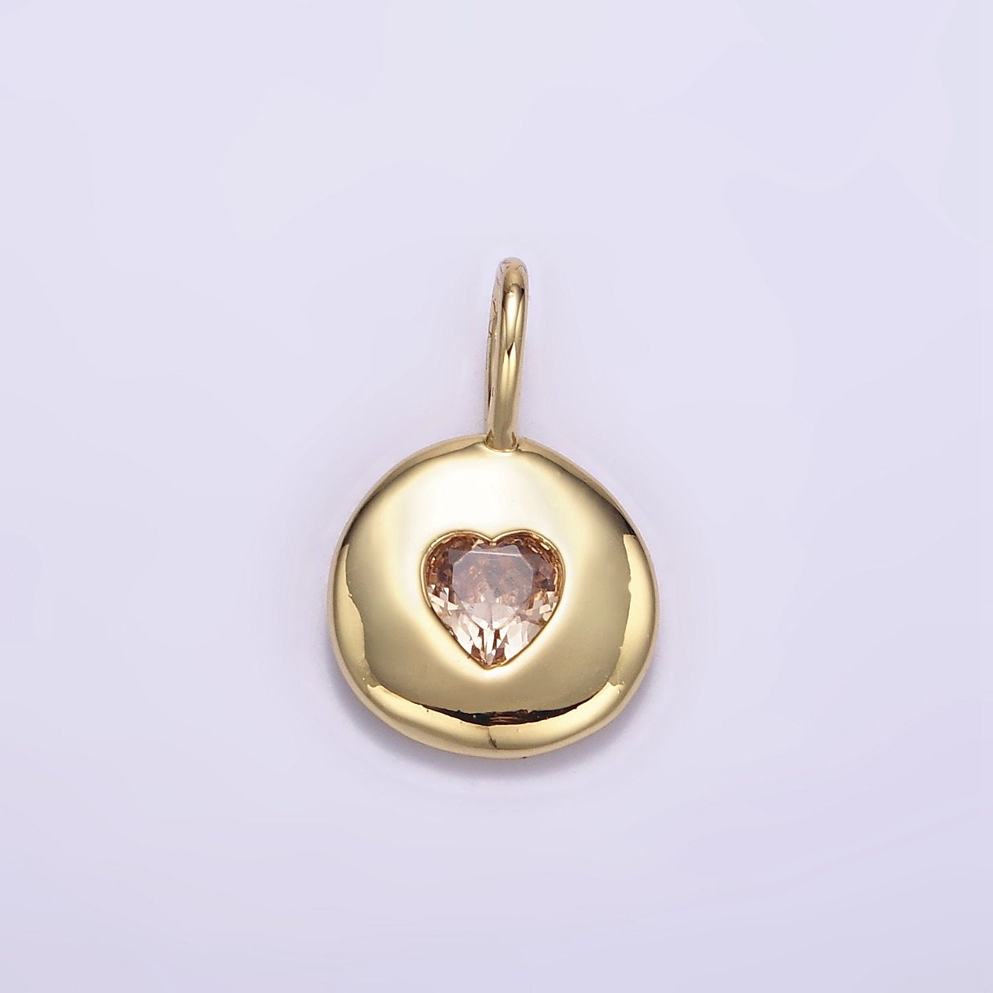 24K Gold Filled Heart CZ Birthstone Pendant Add on Charm Dainty Colorful Cubic Zirconia Stone for Necklace Bracelet Supply | AA049