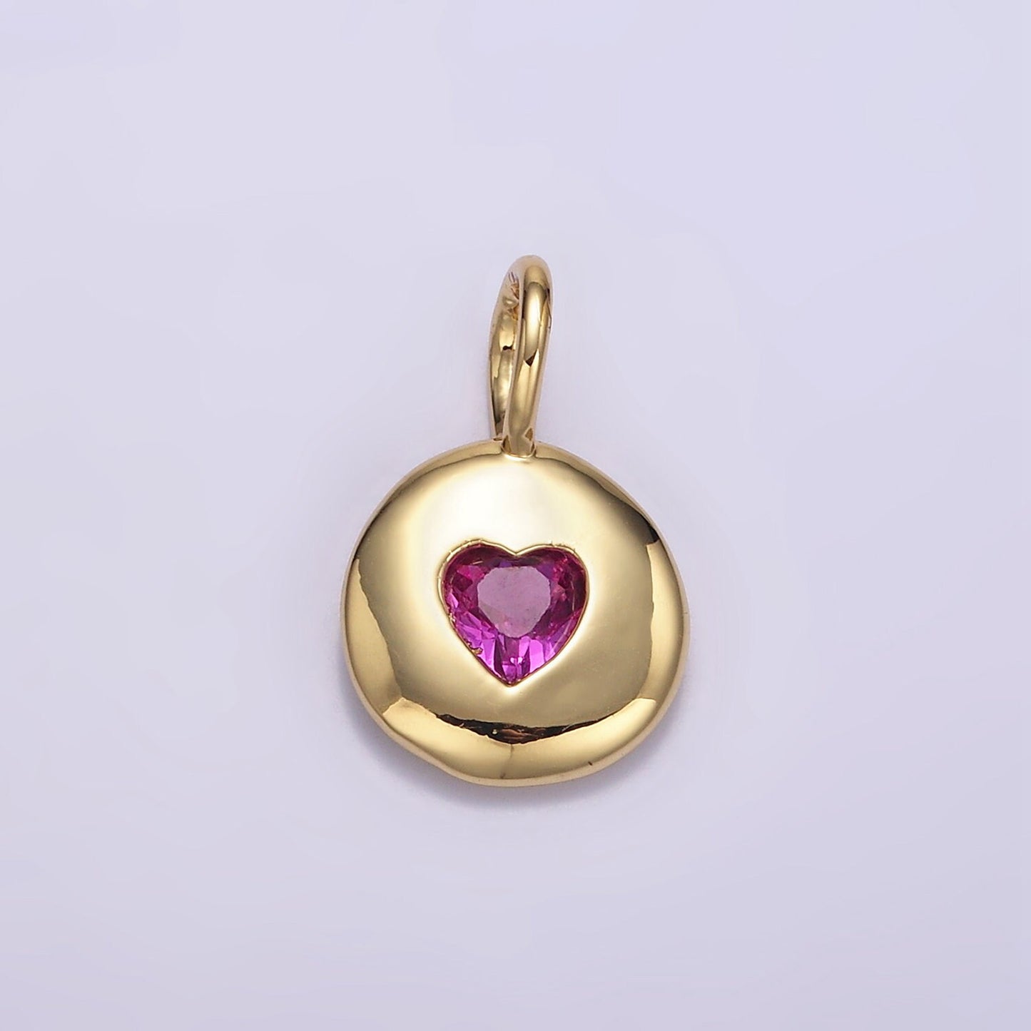 24K Gold Filled Heart CZ Birthstone Pendant Add on Charm Dainty Colorful Cubic Zirconia Stone for Necklace Bracelet Supply | AA049