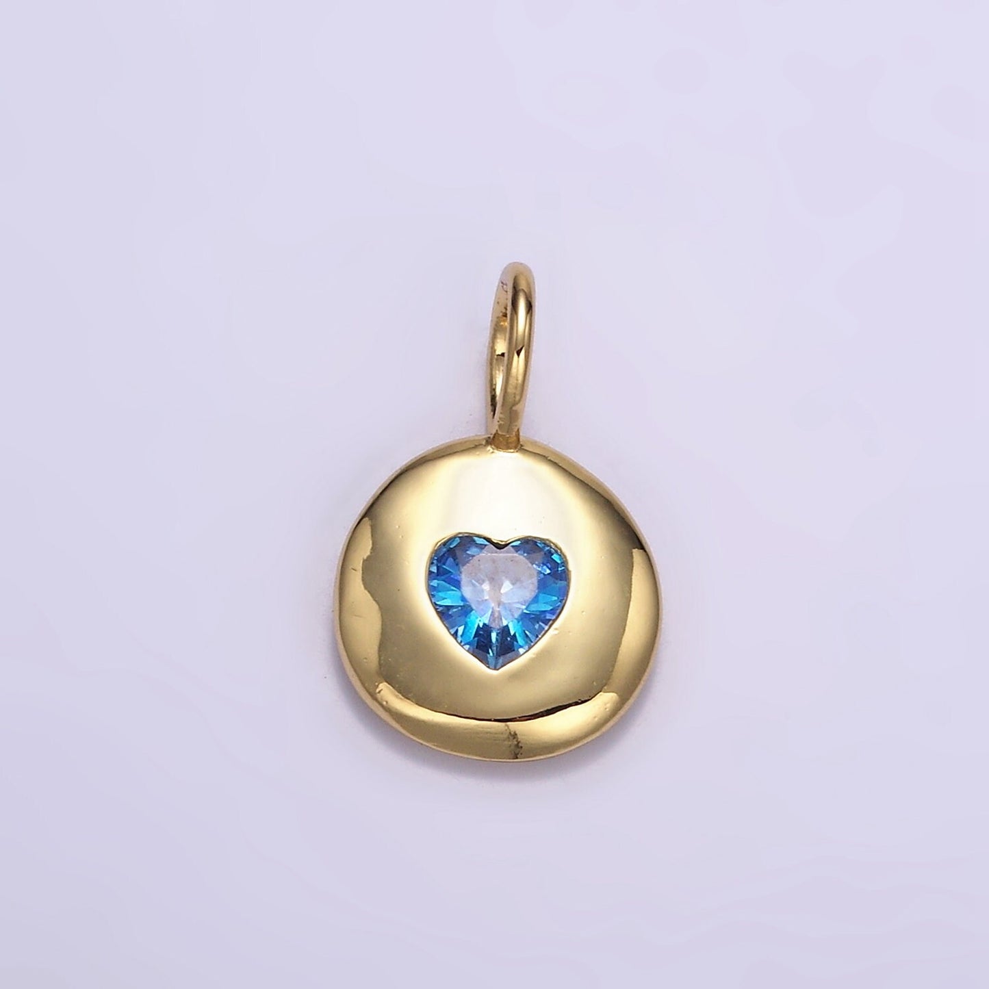 24K Gold Filled Heart CZ Birthstone Pendant Add on Charm Dainty Colorful Cubic Zirconia Stone for Necklace Bracelet Supply | AA049