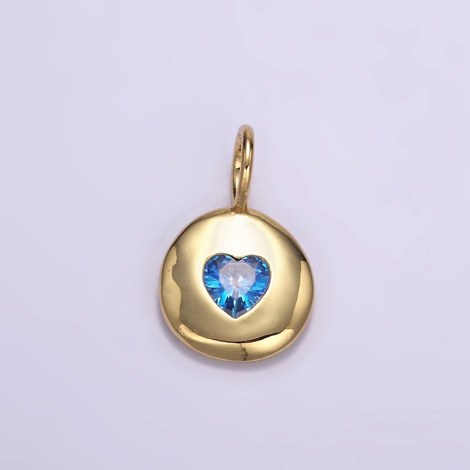 24K Gold Filled Heart CZ Birthstone Pendant Add on Charm Dainty Colorful Cubic Zirconia Stone for Necklace Bracelet Supply | AA049