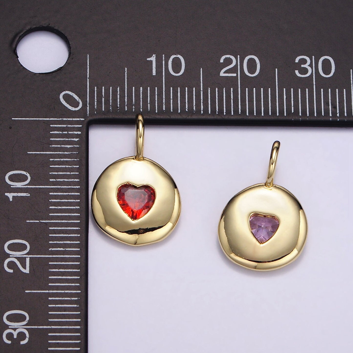 24K Gold Filled Heart CZ Birthstone Pendant Add on Charm Dainty Colorful Cubic Zirconia Stone for Necklace Bracelet Supply | AA049