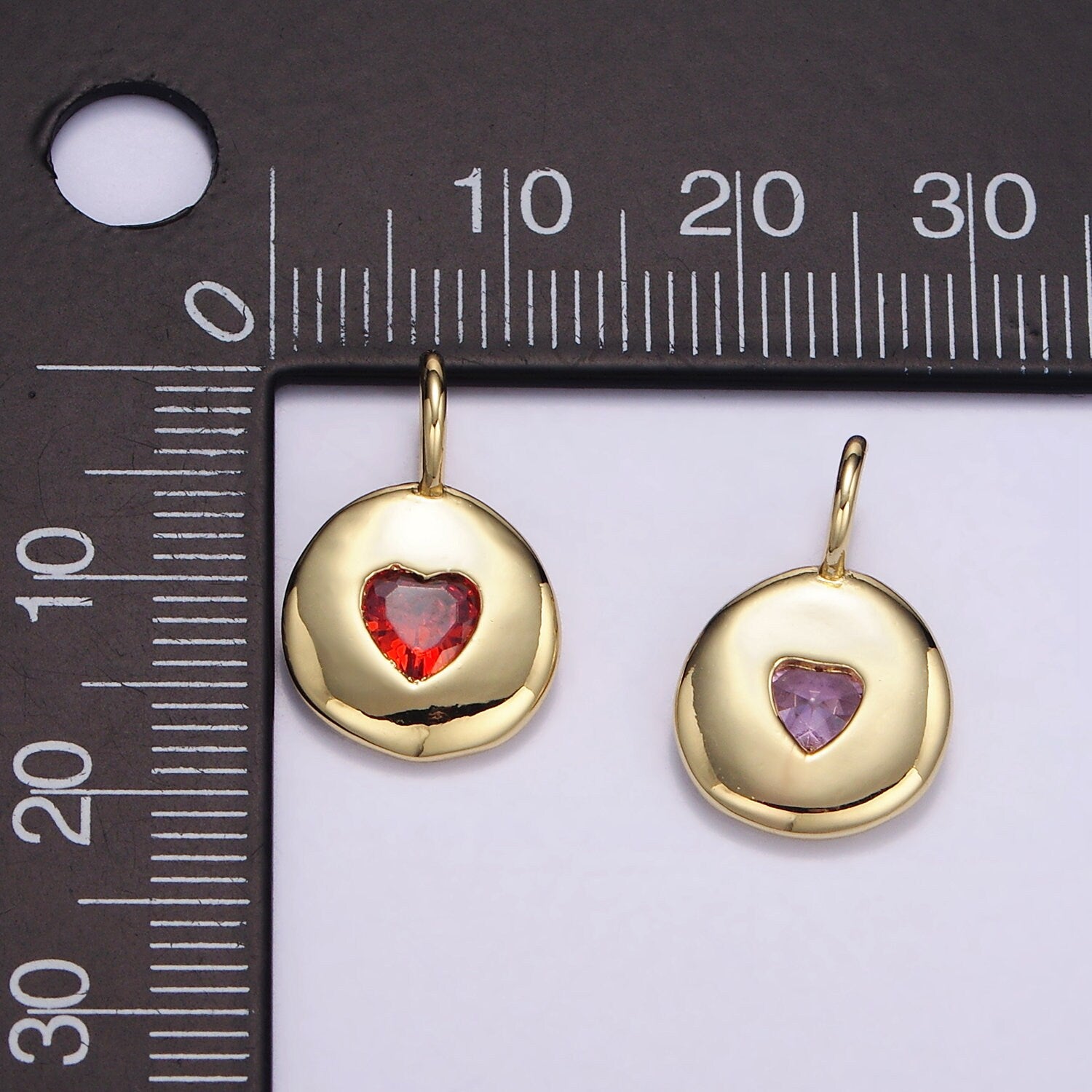 24K Gold Filled Heart CZ Birthstone Pendant Add on Charm Dainty Colorful Cubic Zirconia Stone for Necklace Bracelet Supply | AA049