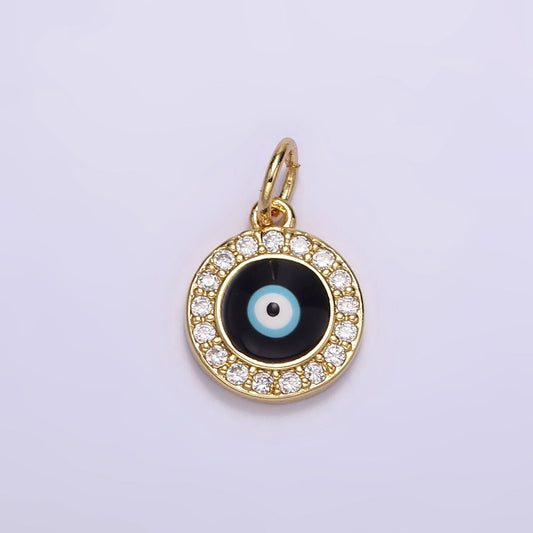 Gold Evil Eye Charm 24K Gold Filled CZ Eye Pendant Mini Greek Eye Amulet Charm Bracelet Necklace for DIY Jewelry Making Supply m109