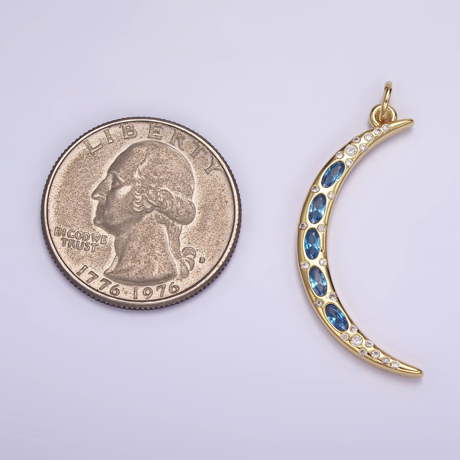 Cubic Moon Pendant, Moon Charm, Jewelry Supplies Dainty Crescent Moon Charm for Celestial Jewelry Making M107