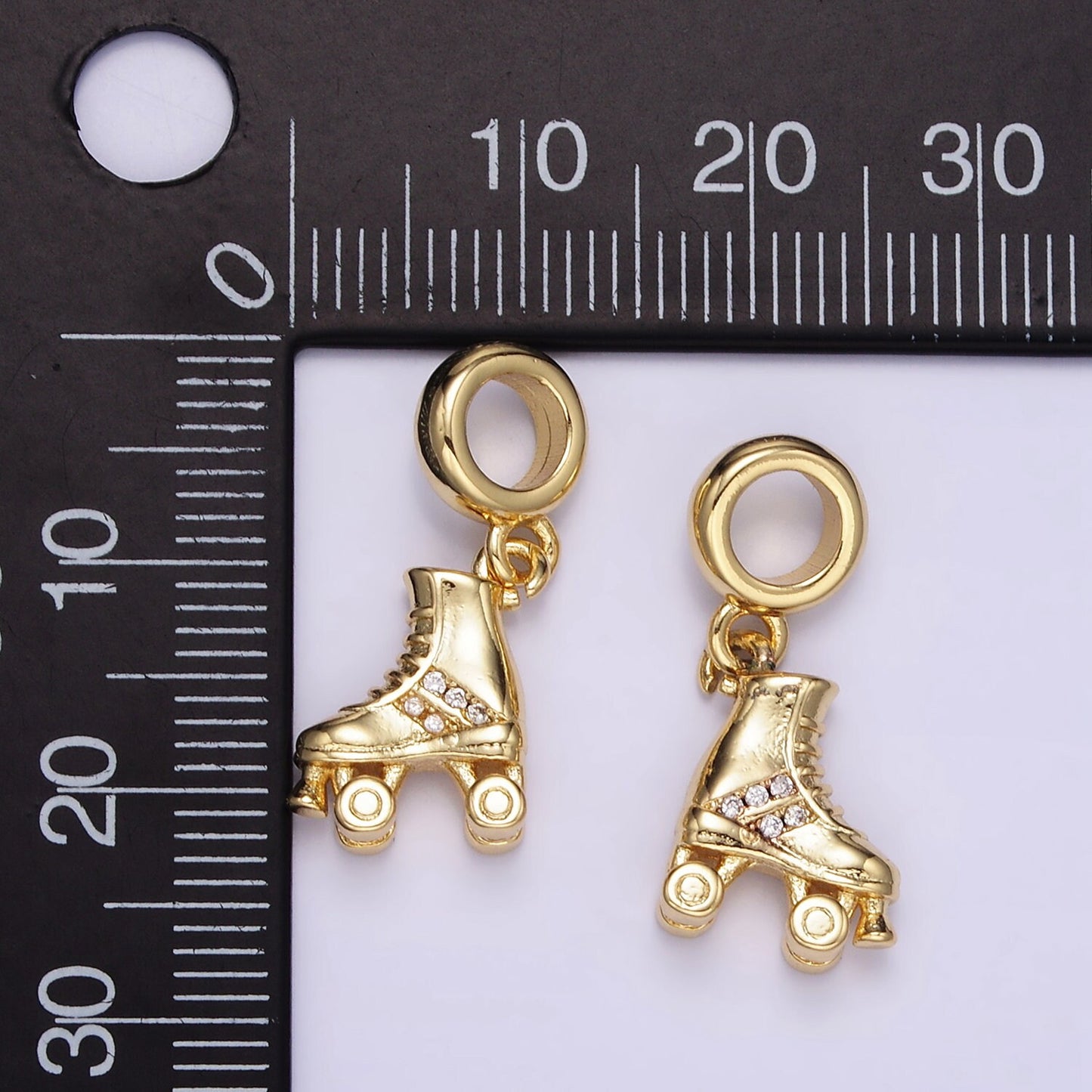 24K Gold Filled Roller Skate Charm for Necklace Bracelet Pendant Fun Shoes Sport Jewelry | M-120