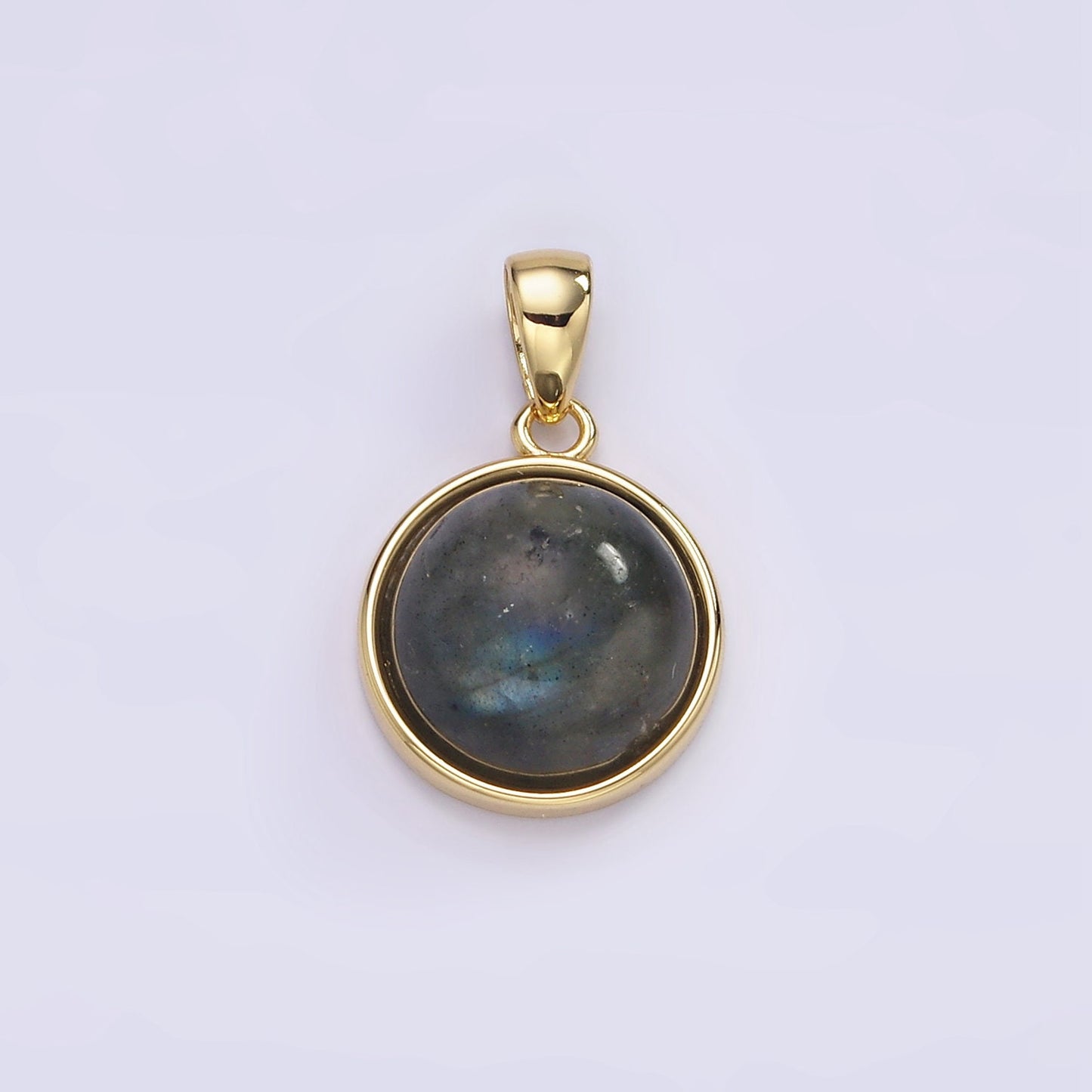 Gemstone Pendant Necklace Rose Quartz, Amethyst, Labradorite Green Jade Bezel Cut Dainty Birthstone Jewelry AA062