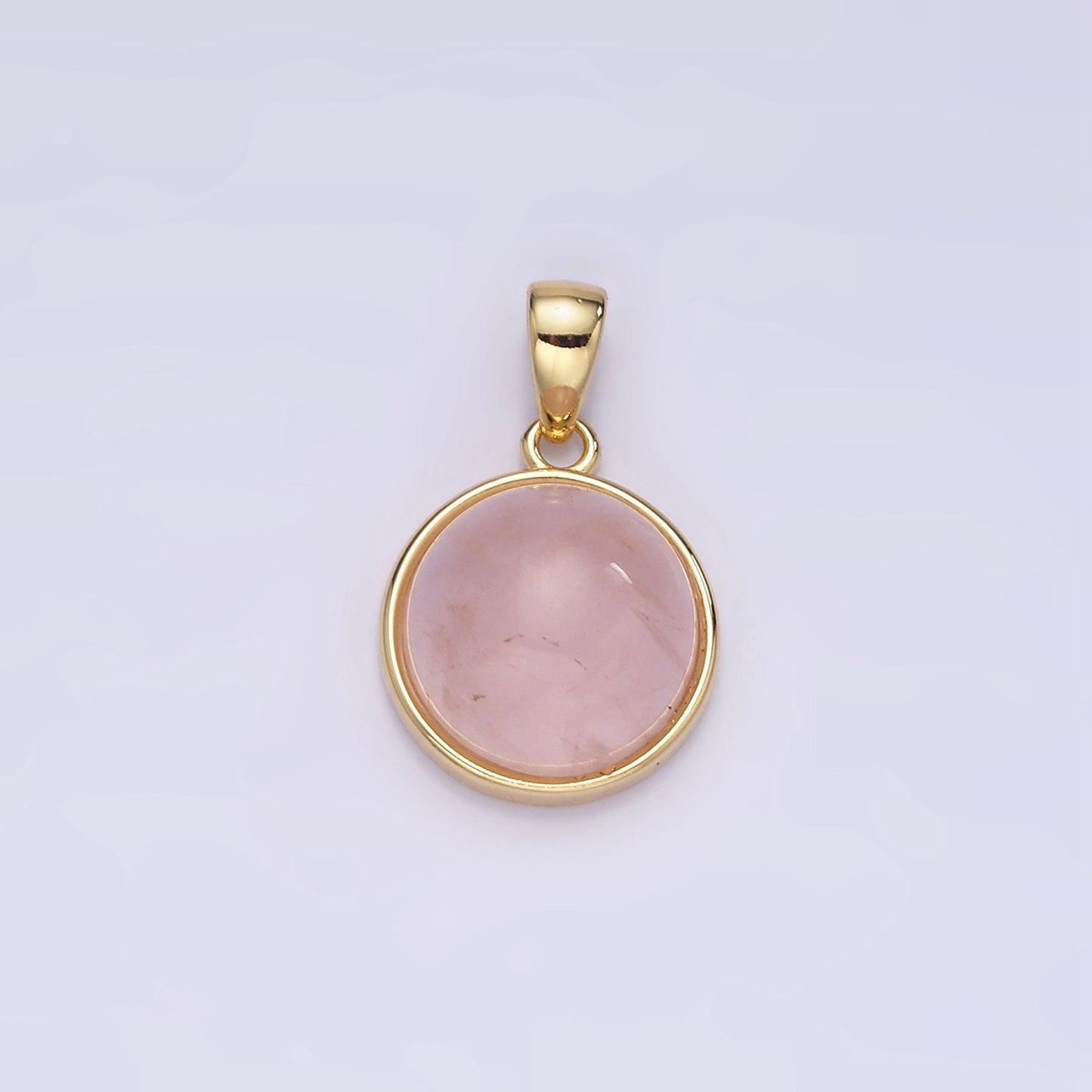 Gemstone Pendant Necklace Rose Quartz, Amethyst, Labradorite Green Jade Bezel Cut Dainty Birthstone Jewelry AA062