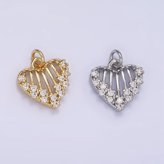 18k Gold Filled Heart Charm Micro CZ Pave Love Pendant, DIY Fashion Jewelry Making Supply for Necklace, Bracelet M115