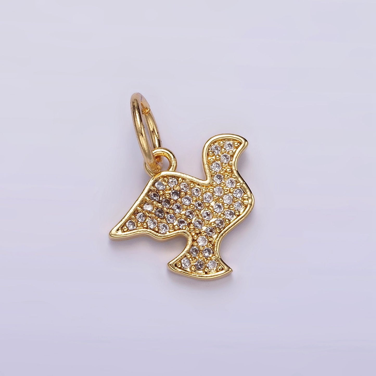 24K Gold Filled Micro Paved CZ Dove Bird Charm for Bracelet Necklace Charm Supply | D606
