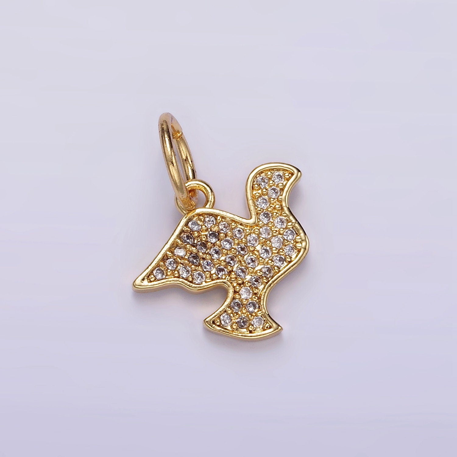 24K Gold Filled Micro Paved CZ Dove Bird Charm for Bracelet Necklace Charm Supply | D606