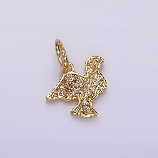 24K Gold Filled Micro Paved CZ Dove Bird Charm for Bracelet Necklace Charm Supply | D606