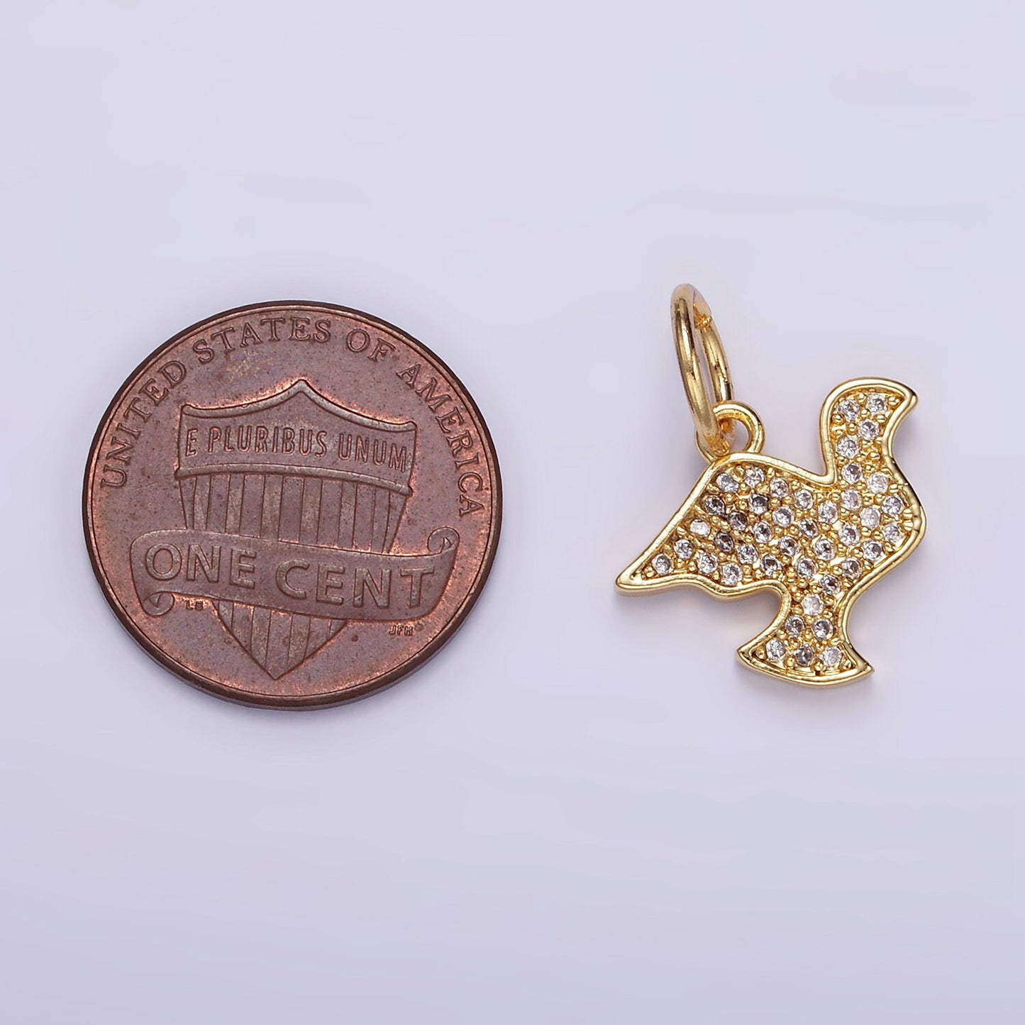 24K Gold Filled Micro Paved CZ Dove Bird Charm for Bracelet Necklace Charm Supply | D606