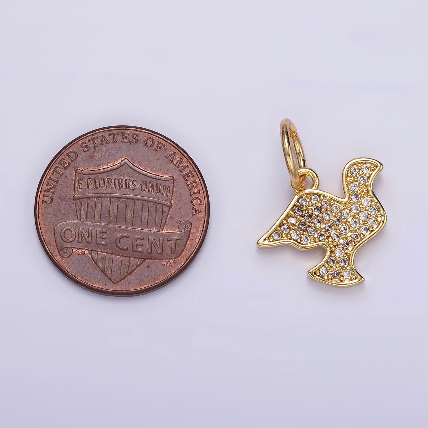 24K Gold Filled Micro Paved CZ Dove Bird Charm for Bracelet Necklace Charm Supply | D606