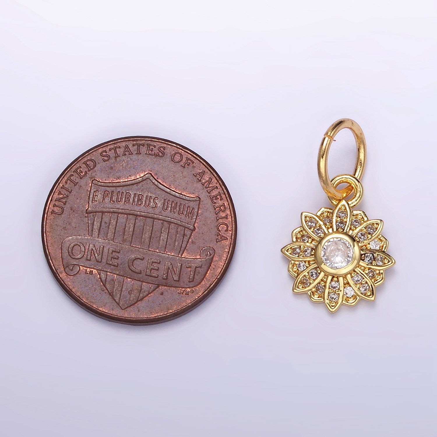24K Gold Filled Micro Paved CZ Flower Charm Sun Flower Pendant | D616