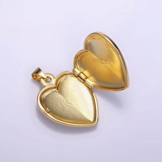 Minimalist Gold Heart Locket Pendant 24K Gold Filled Simple Classic Openable Locket Charm | H429