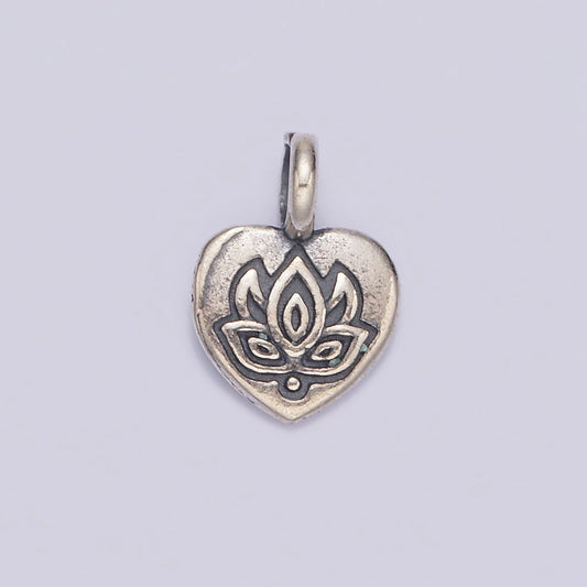 S925 Sterling Silver Lotus Charm Yoga Flower Charm silver Heart pendant Small Namaste Charm Bracelet SL-357