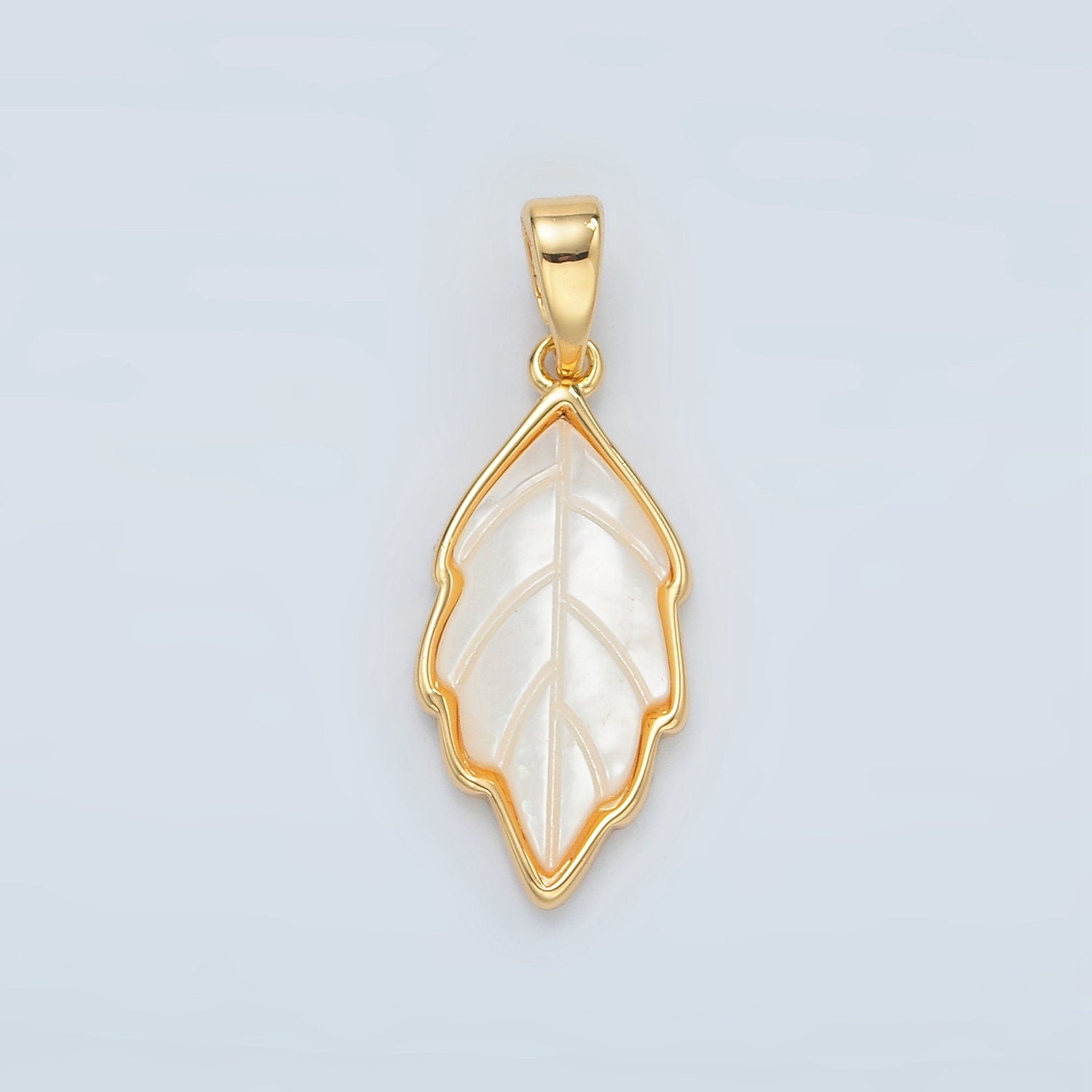 24k Gold Filled Shell Pearl Charm Leaf Charms Pendant for Bracelet Necklace Earring Charm H721