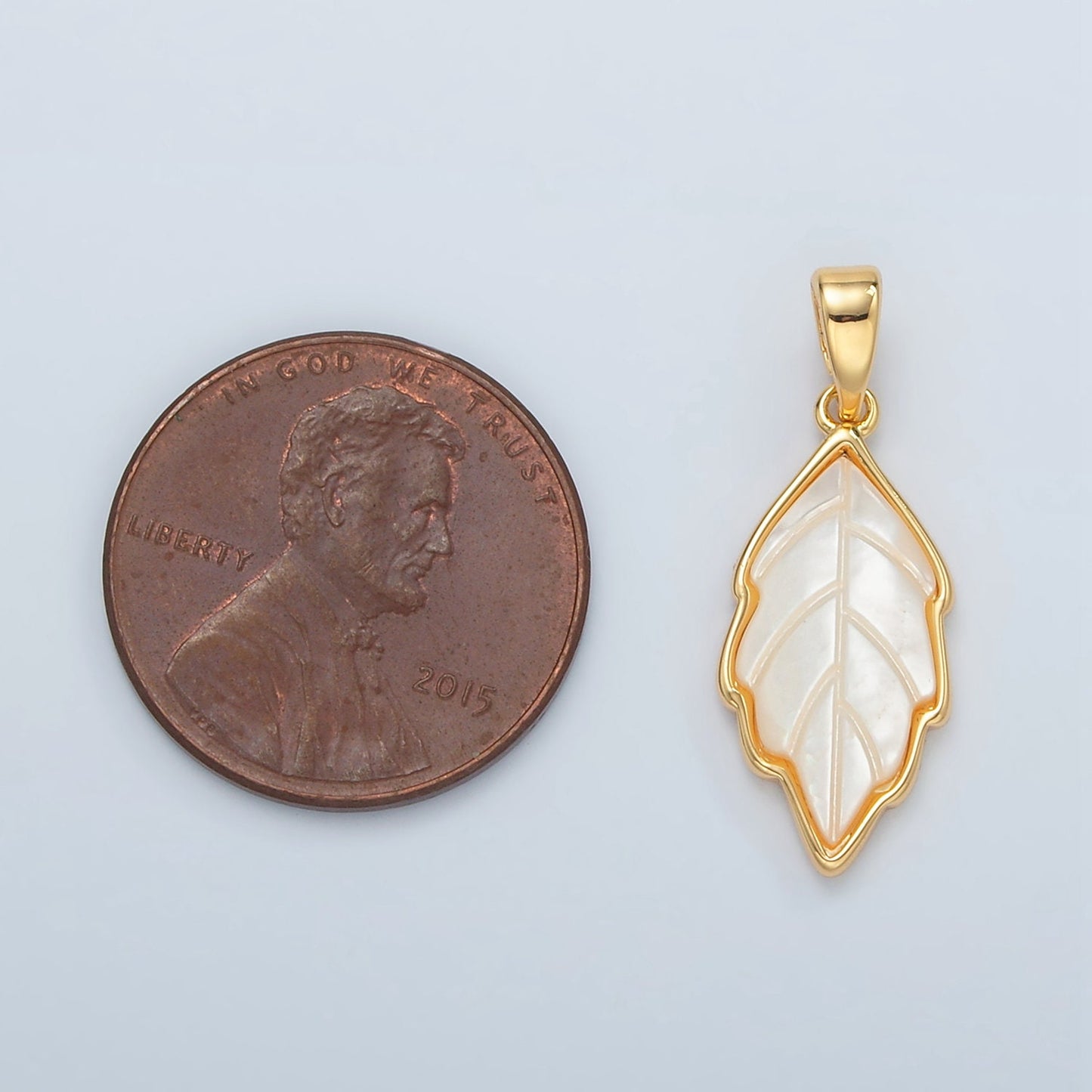 24k Gold Filled Shell Pearl Charm Leaf Charms Pendant for Bracelet Necklace Earring Charm H721