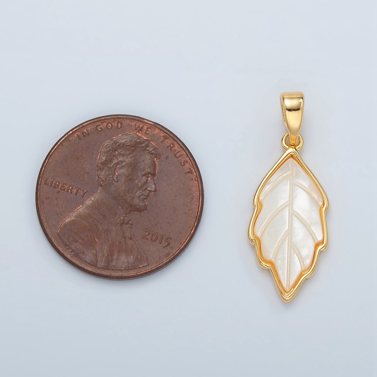 24k Gold Filled Shell Pearl Charm Leaf Charms Pendant for Bracelet Necklace Earring Charm H721