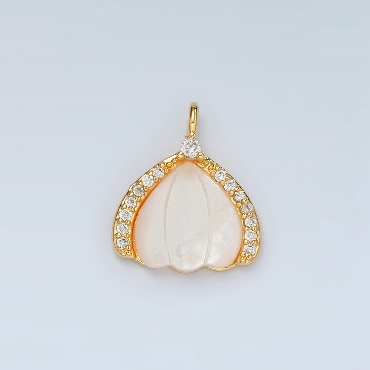 24k Gold Filled Shell Pearl Charm Flower Charms Pendant with Micro Pave Cz Stone for Bracelet Necklace Earring Charm D680