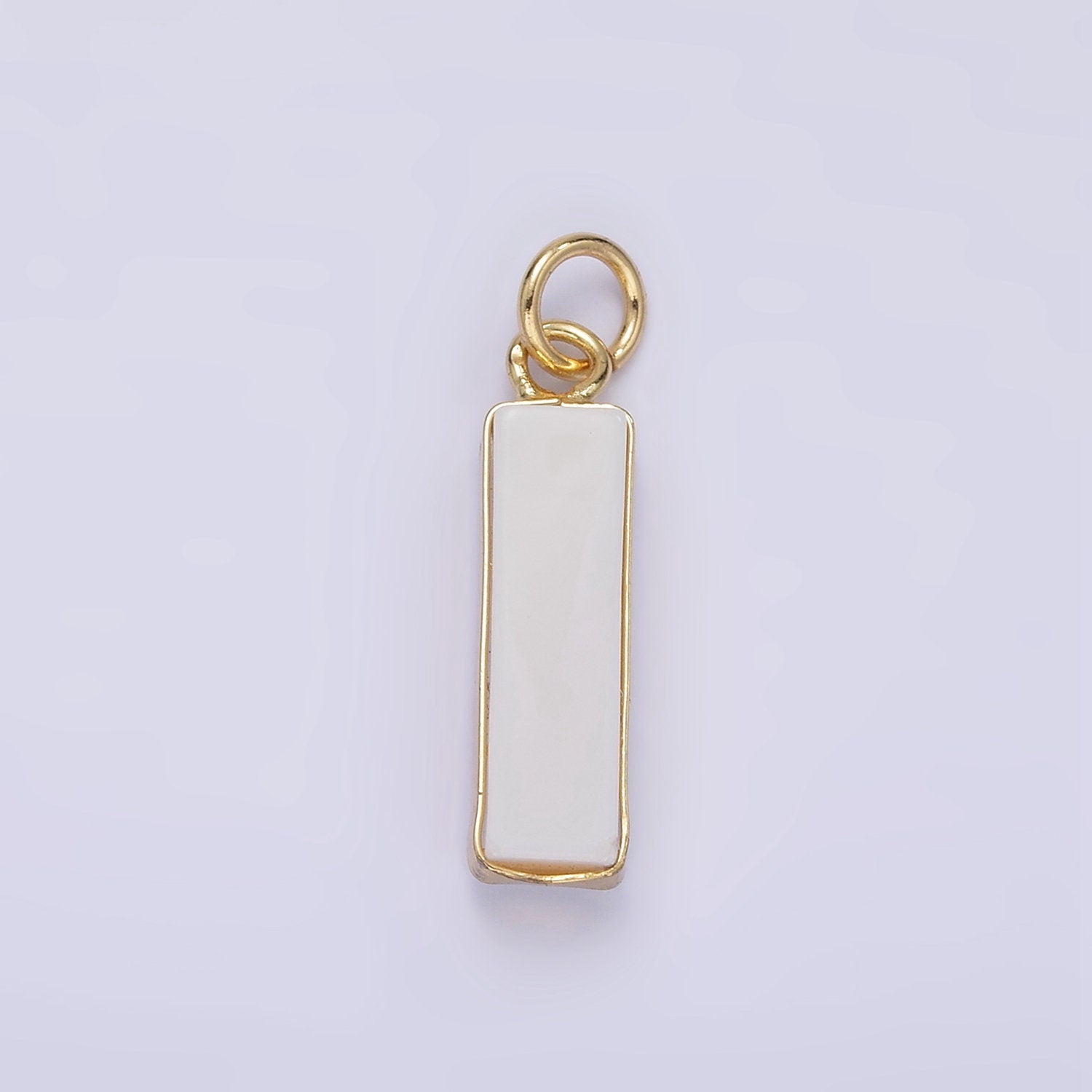 14K Gold Filled Turquoise Rose Quartz Pearl Gemstone Small Rectangle Drop Charm Pendant | D564