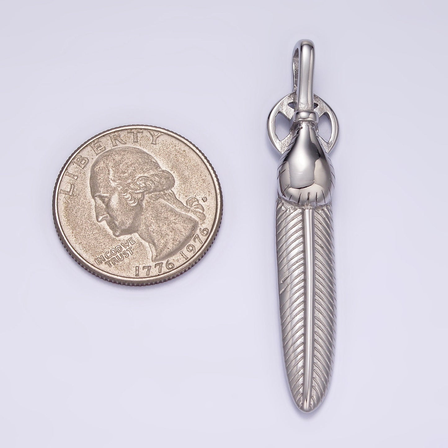 Maximalist Feather Pendant for Men Jewelry Making Supply in Stainless Steel For Statement Necklace Charm | P-1428