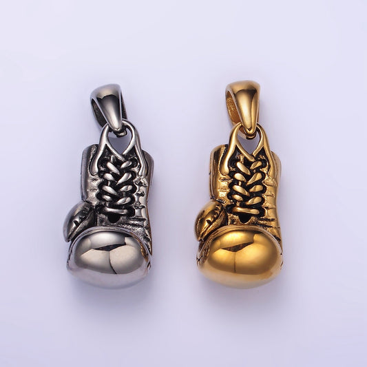 Stainless Steel Boxing Glove Charm Sport Olympic Pendant Game Day Statement Necklace Charm Inspired | P-1444