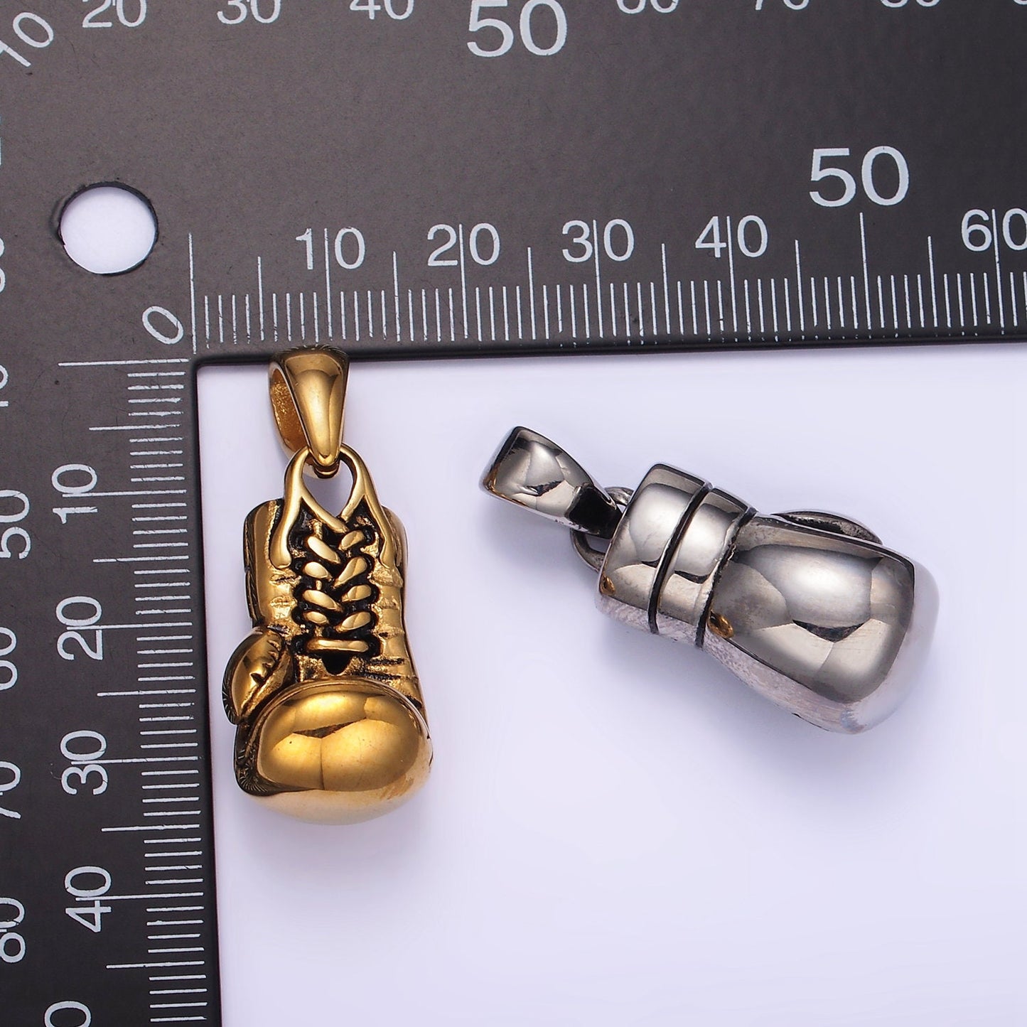 Stainless Steel Boxing Glove Charm Sport Olympic Pendant Game Day Statement Necklace Charm Inspired | P-1444
