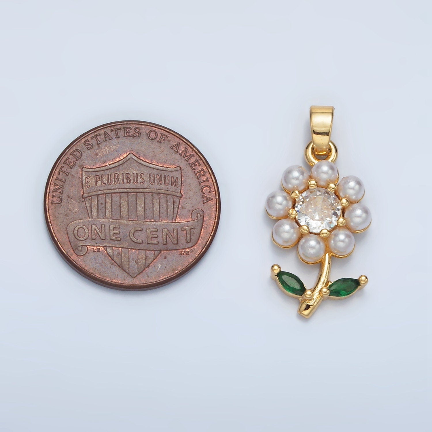 Mini 24k Gold Filled Flower Charm Pearl Flower Charm for necklace bracelet earring I248