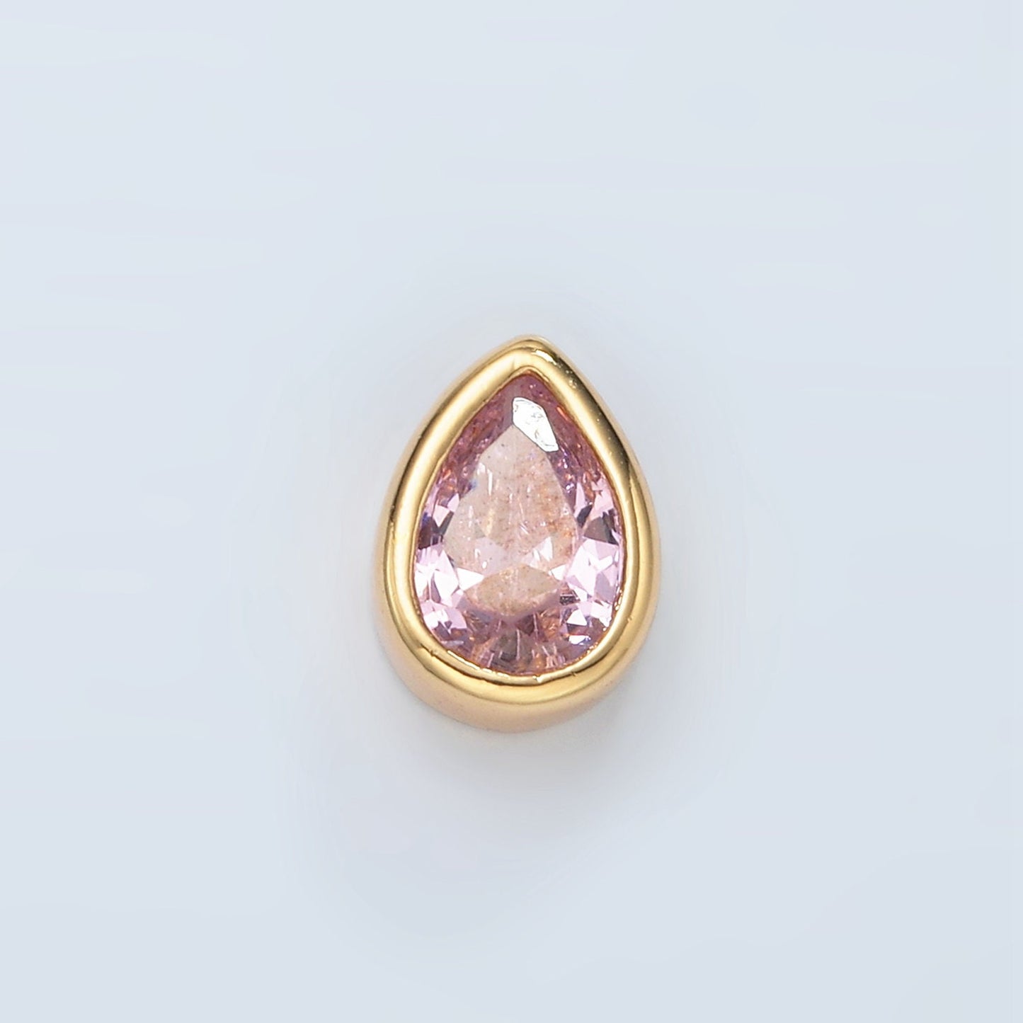 24K Gold Filled 11mm Black, Pink, Clear, Green CZ Teardrop Bead Spacer Floating Charm | B304 B305