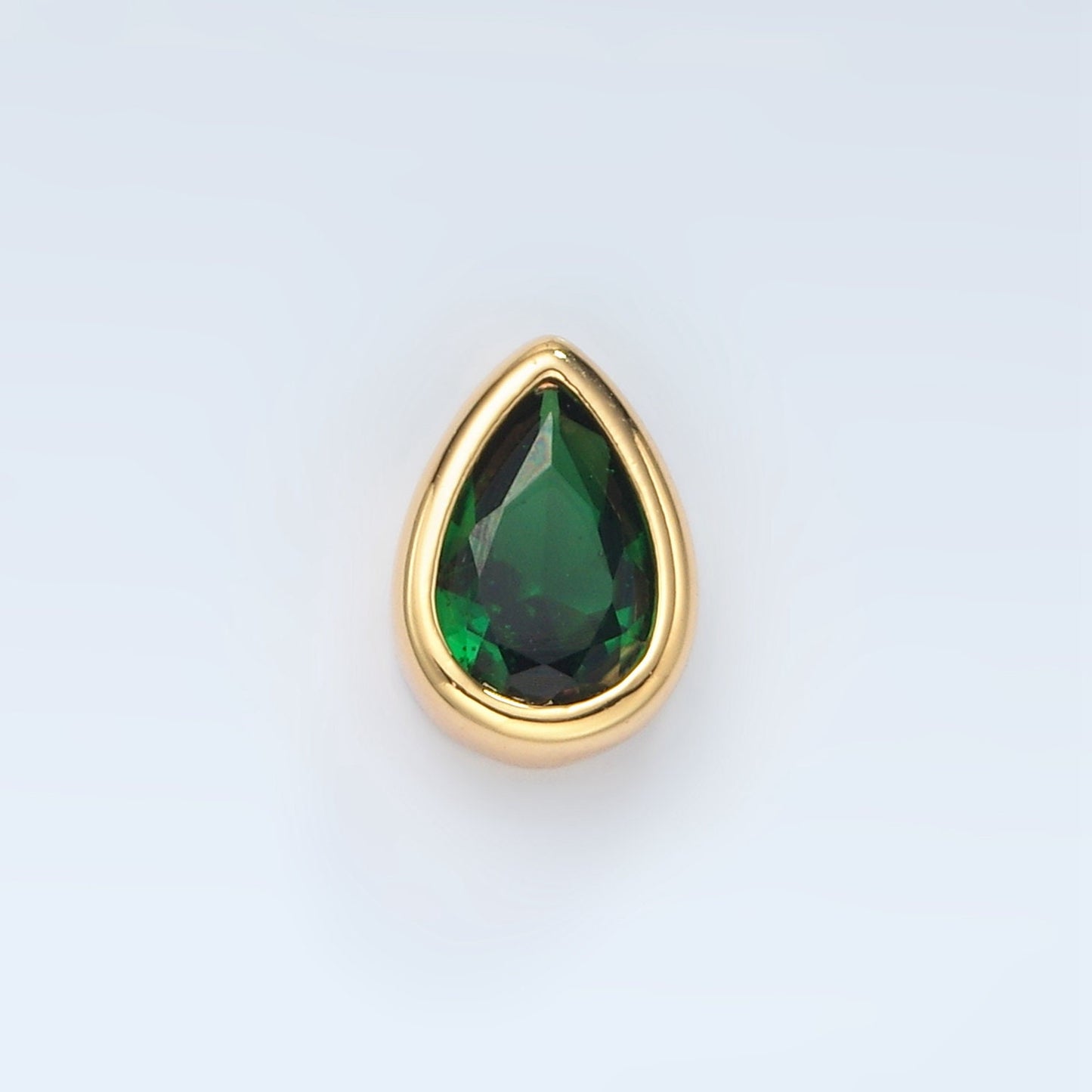 24K Gold Filled 11mm Black, Pink, Clear, Green CZ Teardrop Bead Spacer Floating Charm | B304 B305