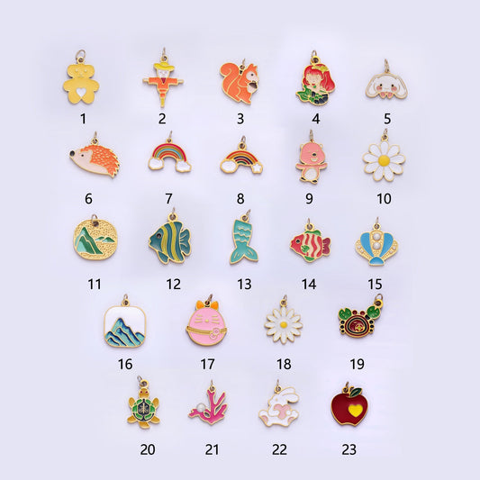 Adorable Kids Mini Enamel Charms for Accessories Add-on Bracelet Necklace Earring Tumbler Phone Charm Component Supply