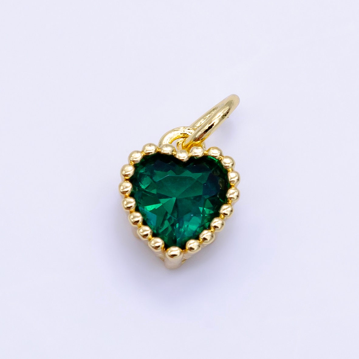 Mini Green Red Purple Blue Clear small heart Charm 14k gold Filled cz Heart zirconia for Bracelet Necklace Earring Component E043