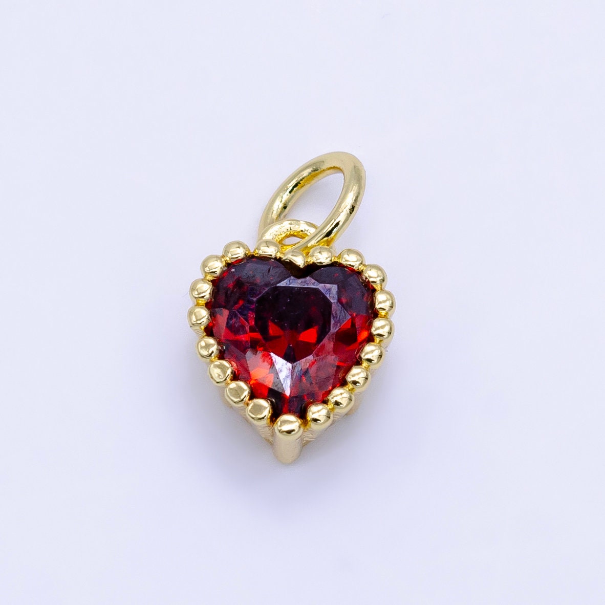 Mini Green Red Purple Blue Clear small heart Charm 14k gold Filled cz Heart zirconia for Bracelet Necklace Earring Component E043