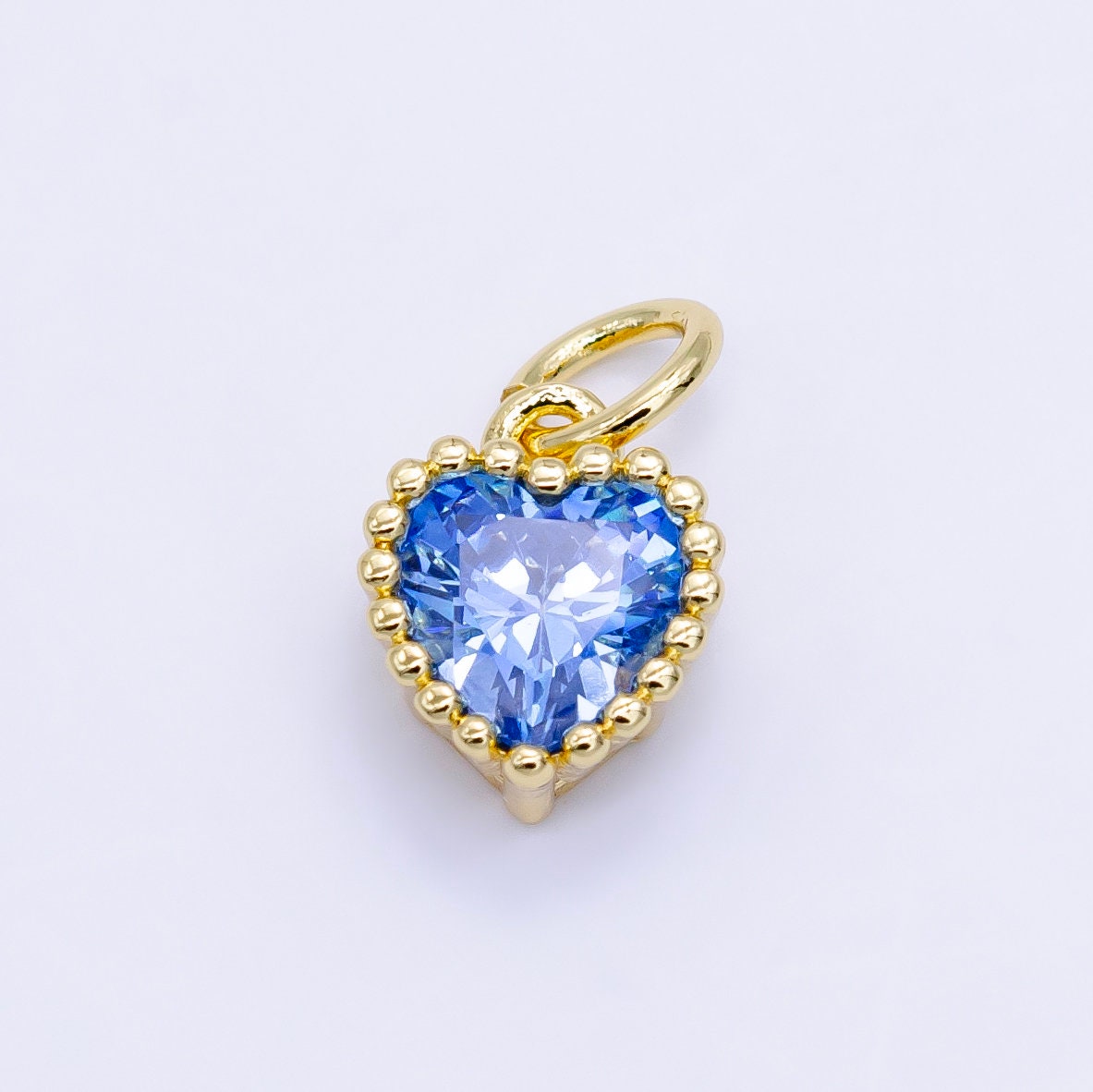 Mini Green Red Purple Blue Clear small heart Charm 14k gold Filled cz Heart zirconia for Bracelet Necklace Earring Component E043