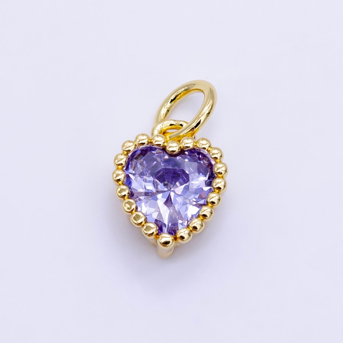 Mini Green Red Purple Blue Clear small heart Charm 14k gold Filled cz Heart zirconia for Bracelet Necklace Earring Component E043