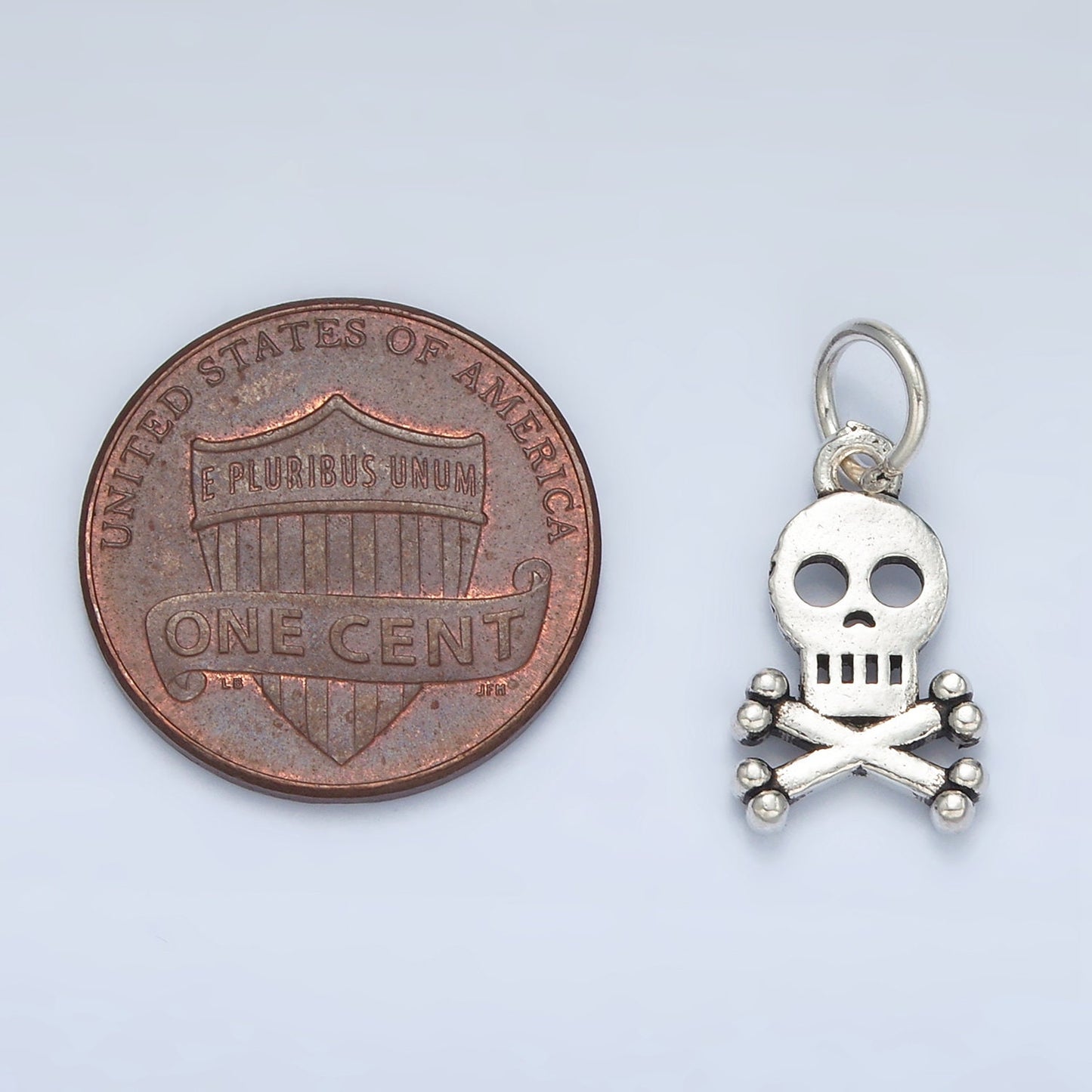 Dainty Skull Charm in 925 Sterling Silver Pendant Halloween Pendant Dangerous Sign Charm SL-503