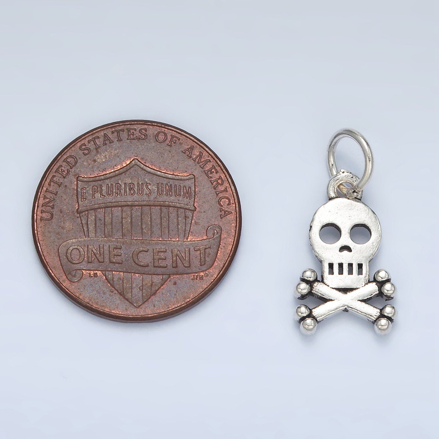 Dainty Skull Charm in 925 Sterling Silver Pendant Halloween Pendant Dangerous Sign Charm SL-503