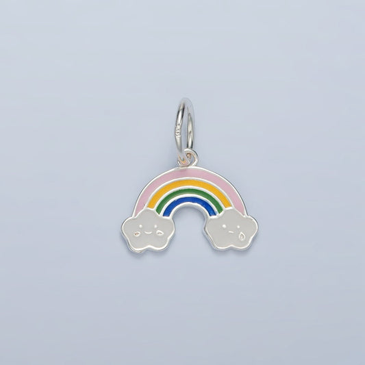 Mini Sterling Silver Rainbow Charm with Happy Cloud for Bracelet Earring Necklace Component s925 Silver Findings Enamel SL506
