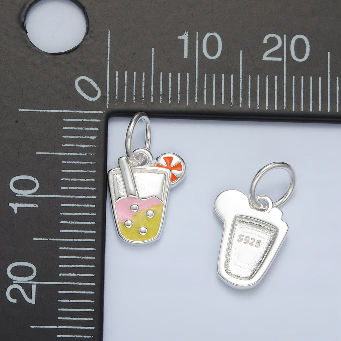 Sterling Silver Lemonade Drink Yellow Enamel Charm Summer Drink Inspired Foodie Kawaii Charm | SL251