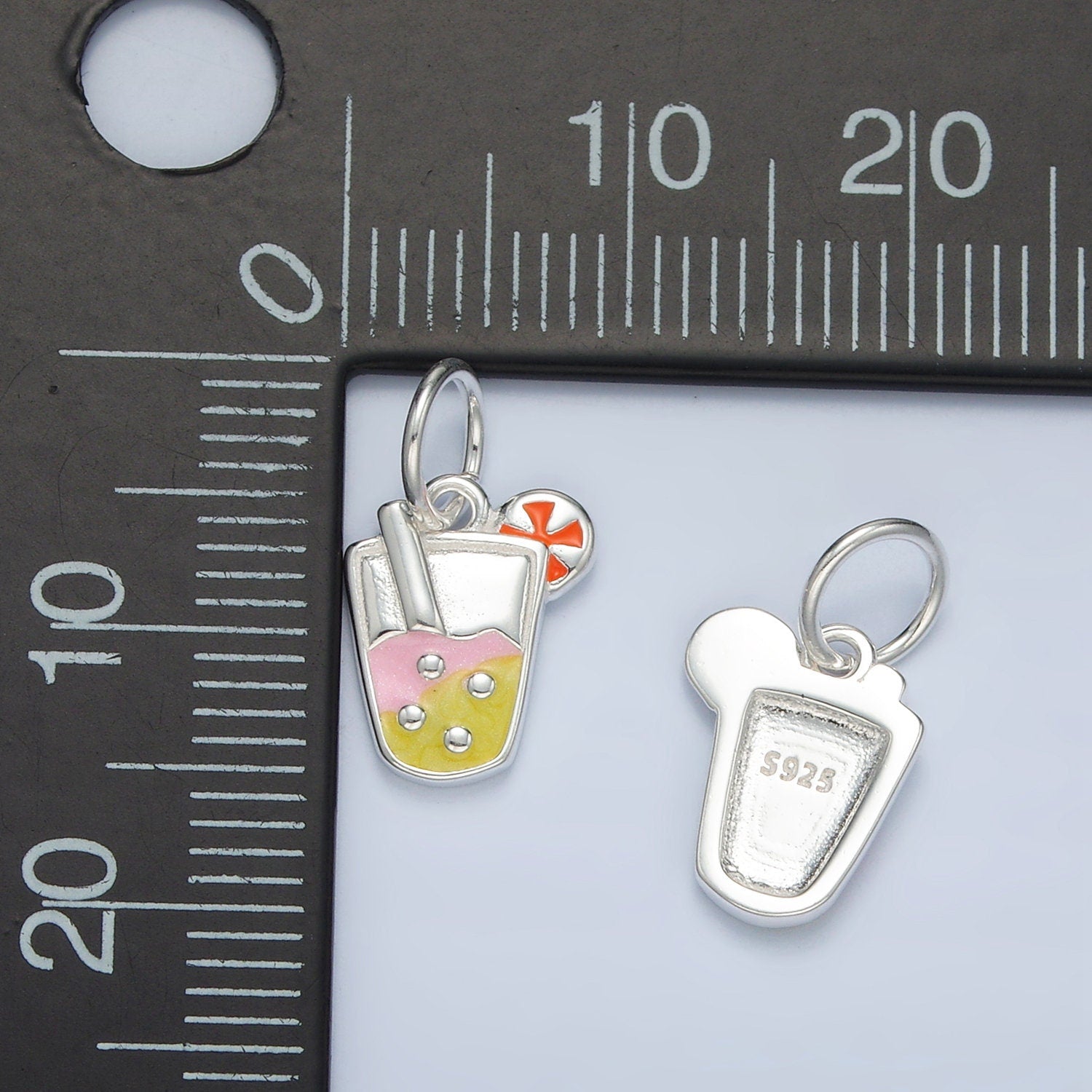 Sterling Silver Lemonade Drink Yellow Enamel Charm Summer Drink Inspired Foodie Kawaii Charm | SL251