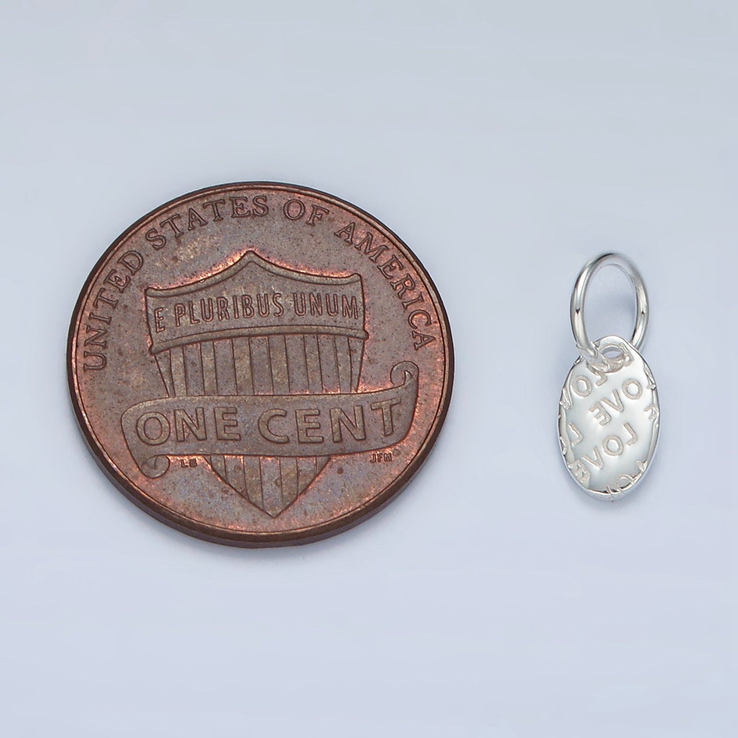 Sterling Silver S925 Mini Oval Love Script Charm Dainty Tag Charm Style | SL-030