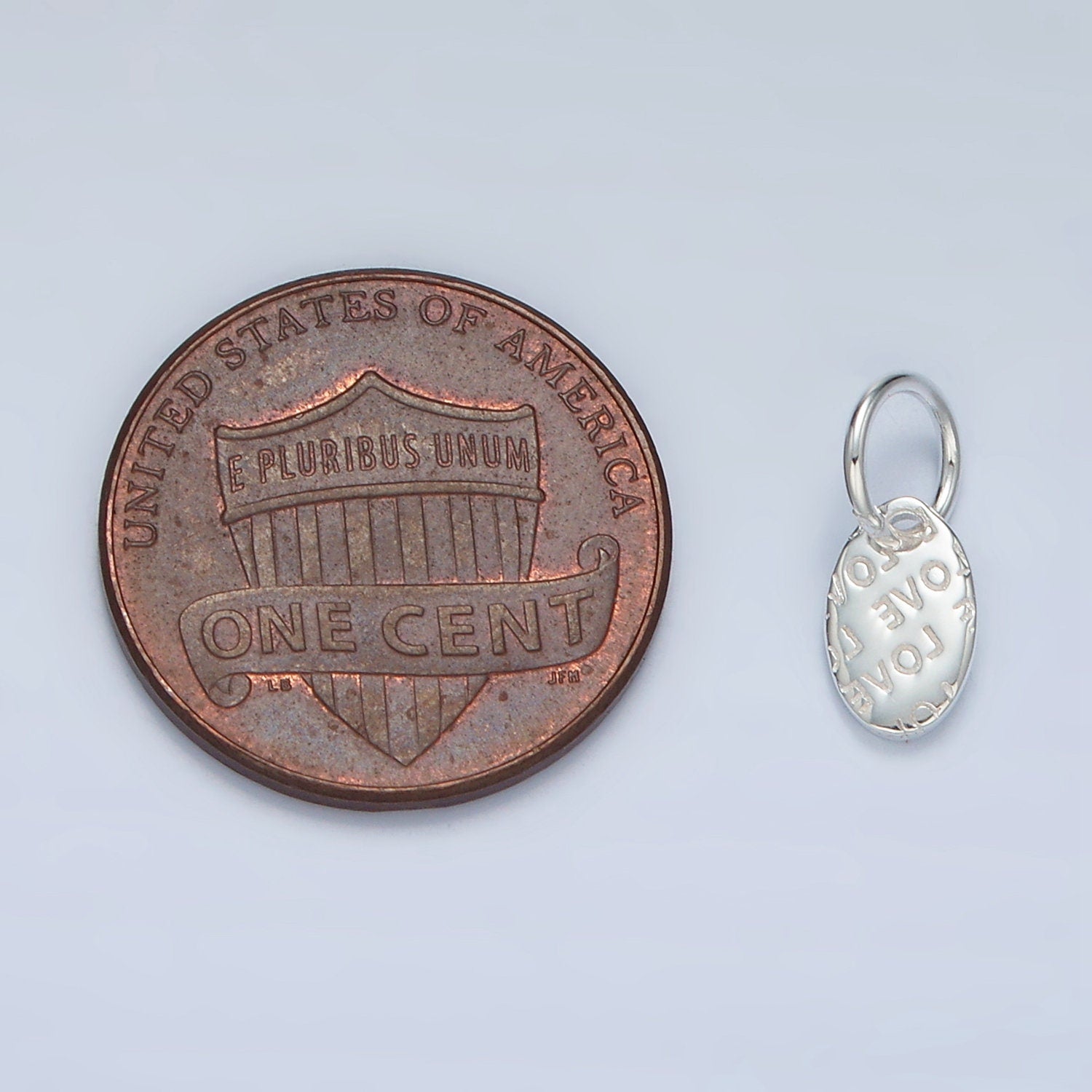 Sterling Silver S925 Mini Oval Love Script Charm Dainty Tag Charm Style | SL-030